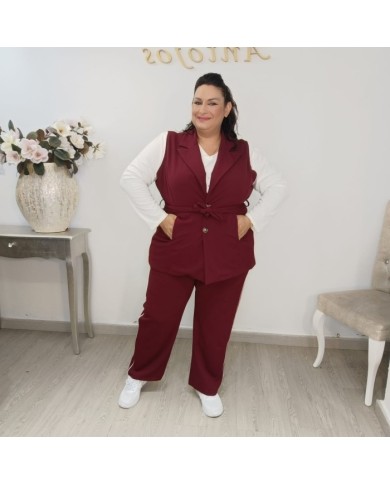 Conjunto Chaleco Sastre con Cinturón y Pantalón Raya Lateral | Azul Marino Estilo