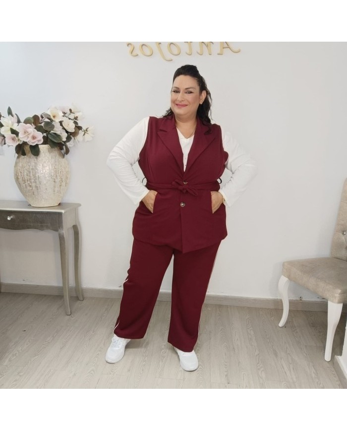 Conjunto Chaleco Sastre con Cinturón y Pantalón Raya Lateral | Azul Marino Estilo