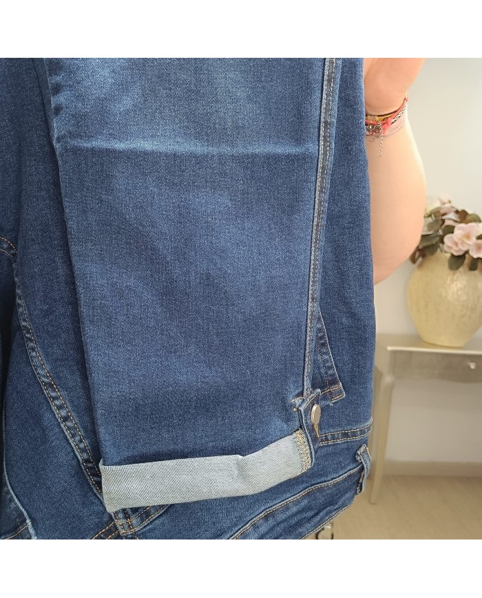 Comprar Vaquero Recto Botón | Tiro Alto con Botonadura Frontal Elástico