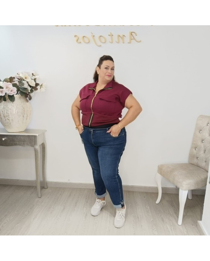 Comprar Vaquero Recto Botón | Tiro Alto con Botonadura Frontal Elástico