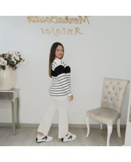 Conjunto Jersey y Pantalón Punto Rayas Marineras | Náutico Chic Azul Marino