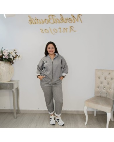 Conjunto Chándal Básico Sudadera Cremallera y Pantalón | Deportivo Min Gris Conjunto Chándal Básico Sudadera Cremallera y Pantalón | Deportivo Min Gris