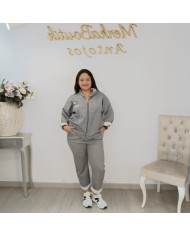 Conjunto Chándal Básico Sudadera Cremallera y Pantalón | Deportivo Min Gris