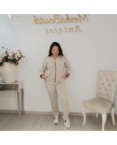 Conjunto Chándal Básico Sudadera Cremallera y Pantalón | Deportivo Min Gris