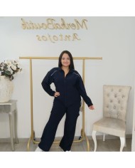 Conjunto Chándal Bicolor Capucha y Pantalón Wide Leg | Deportivo Sandra Borgoña