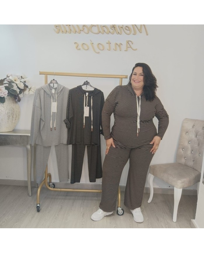 Conjunto Chándal Sudadera con Capucha y Pantalón Rayas Finas | Deportivo Wali