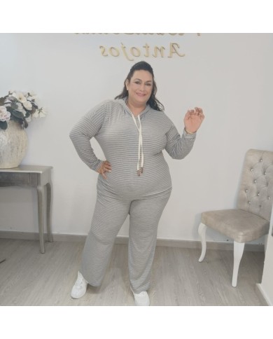 Conjunto Chándal Sudadera con Capucha y Pantalón Rayas Finas | Deportivo Wali
