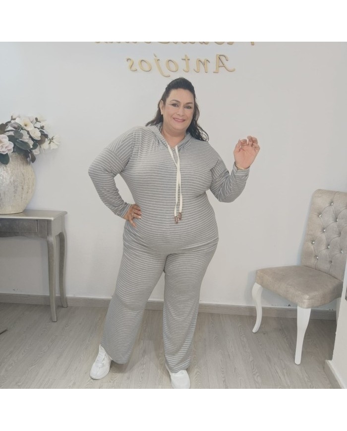 Conjunto Chándal Sudadera con Capucha y Pantalón Rayas Finas | Deportivo Wali