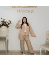 Conjunto Troquelado Encaje Sefora | Chaqueta y Pantalón Invitada