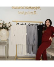 Conjunto de Punto Sudadera con Capucha y Pantalón | Murcia Borgoña