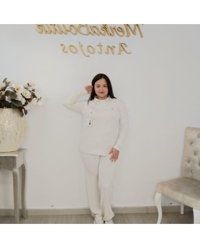 Conjunto de Punto Sudadera con Capucha y Pantalón | Murcia Borgoña