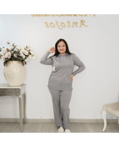 Conjunto de Punto Sudadera con Capucha y Pantalón | Murcia Borgoña