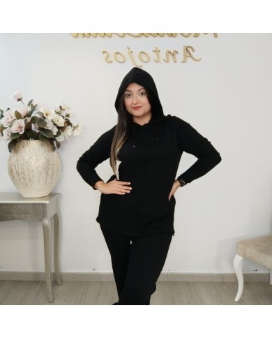 Conjunto de Punto Sudadera con Capucha y Pantalón | Murcia Borgoña