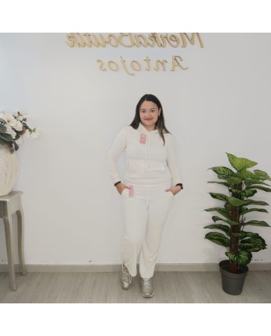 Conjunto Sudadera Capucha y Pantalón Angorina Fina | Crudo Negro Conjunto Sudadera Capucha y Pantalón Angorina Fina | Crudo Negro