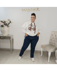 Comprar Vaquero Recto Susi | Denim Azul Clásico, Elástico y Tiro Alto