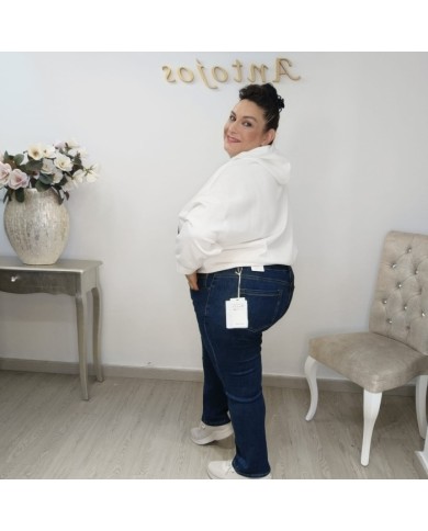 Comprar Vaquero Recto Susi | Denim Azul Clásico, Elástico y Tiro Alto