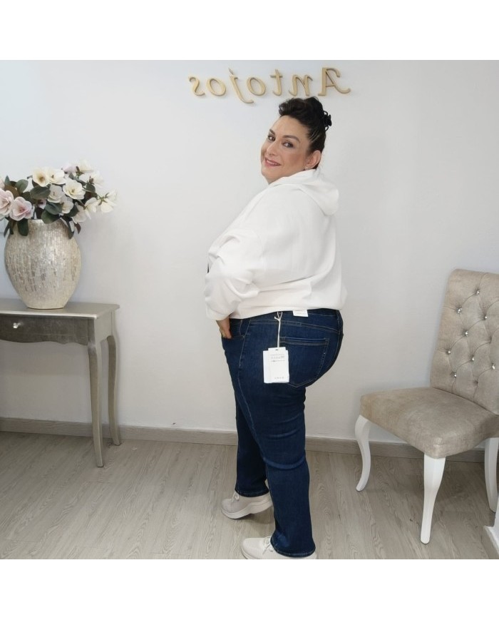 Comprar Vaquero Recto Susi | Denim Azul Clásico, Elástico y Tiro Alto