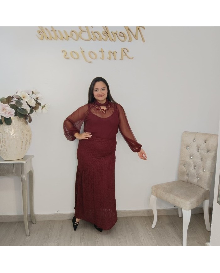 Falda Topacio Larga de Encaje | ¡La Elegancia que Enamora!