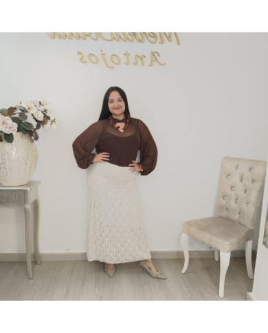 Falda Topacio Larga de Encaje | ¡La Elegancia que Enamora!