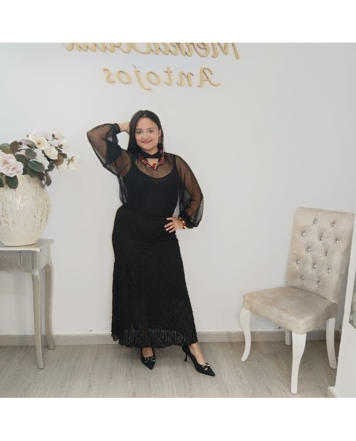 Falda Topacio Larga de Encaje | ¡La Elegancia que Enamora!