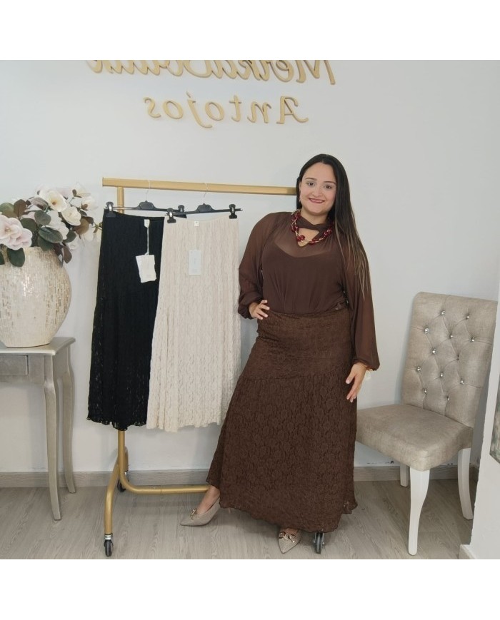 Falda Topacio Larga de Encaje | ¡La Elegancia que Enamora!