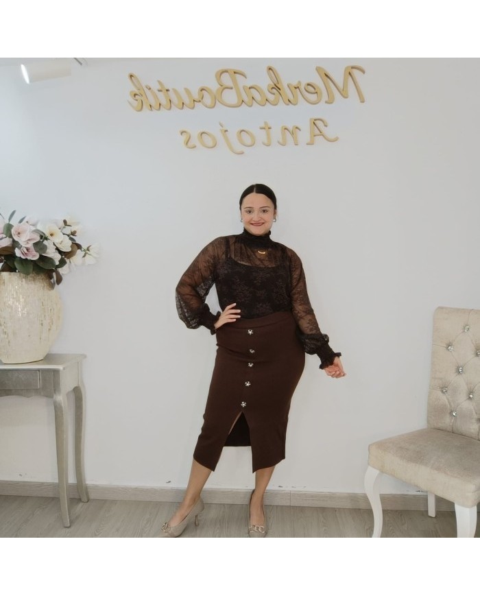 Comprar Falda Midi Punto Botones | Comodidad con Estilo