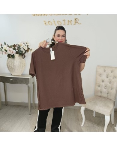 Camiseta Básica Curvy Algodón | Talla Grande Manga Corta Beige Camiseta Básica Curvy Algodón | Talla Grande Manga Corta Beige