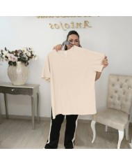Camiseta Básica Curvy Algodón | Talla Grande Manga Corta Beige