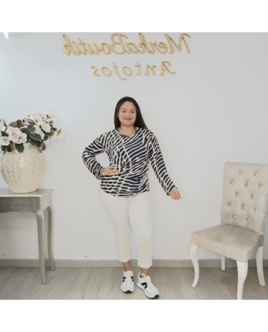 Camiseta Góndola Print Cebra | Manga Larga Elástica | Tallas Curvy Camiseta Góndola Print Cebra | Manga Larga Elástica | Tallas Curvy