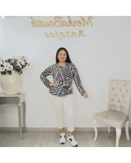 Camiseta Góndola Print Cebra | Manga Larga Elástica | Tallas Curvy