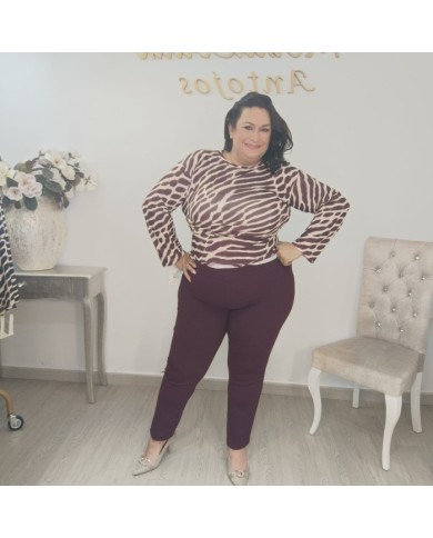 Camiseta Góndola Print Cebra | Manga Larga Elástica | Tallas Curvy