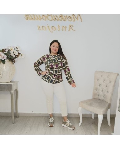 Camiseta Góndola Estampado Geométrico | Elástica Manga Larga Camiseta Góndola Estampado Geométrico | Elástica Manga Larga