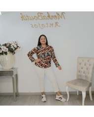 Camiseta Góndola Estampado Geométrico | Elástica Manga Larga