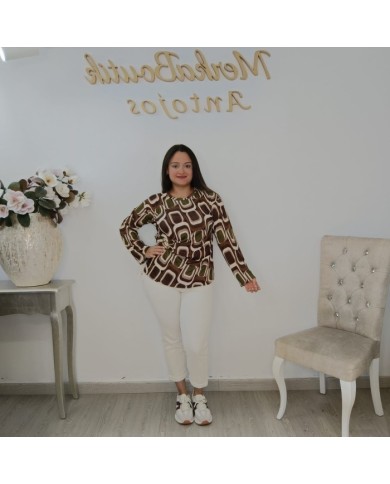 Camiseta Góndola Estampado Geométrico | Elástica Manga Larga