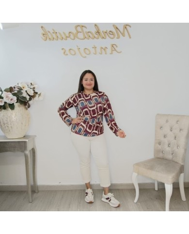 Camiseta Góndola Estampado Geométrico | Elástica Manga Larga