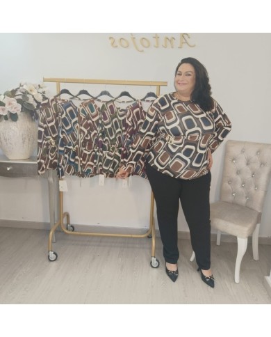 Camiseta Góndola Estampado Geométrico | Elástica Manga Larga