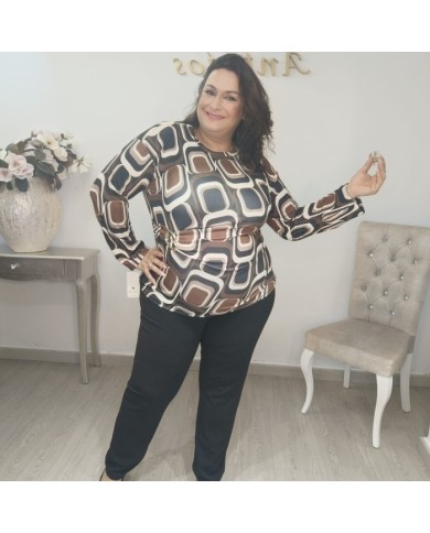 Camiseta Góndola Estampado Geométrico | Elástica Manga Larga