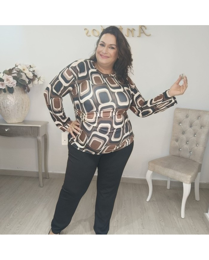 Camiseta Góndola Estampado Geométrico | Elástica Manga Larga