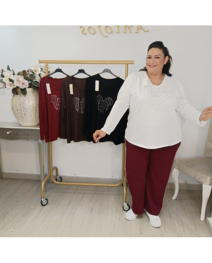 Camiseta Básica Ratón Brillos | Algodón Manga Larga | Varios Colores