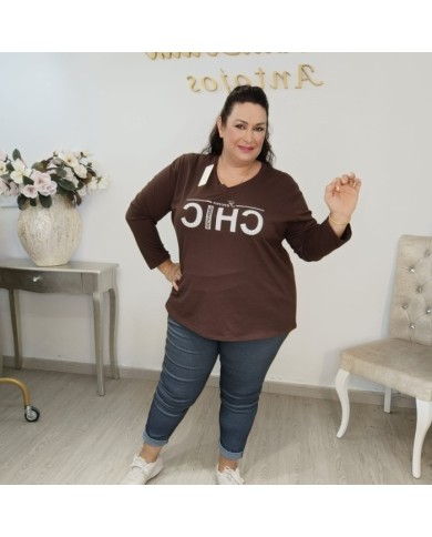 Camiseta CHIC Animal Print | Manga Larga Algodón | Talla Curvy Camiseta CHIC Animal Print | Manga Larga Algodón | Talla Curvy