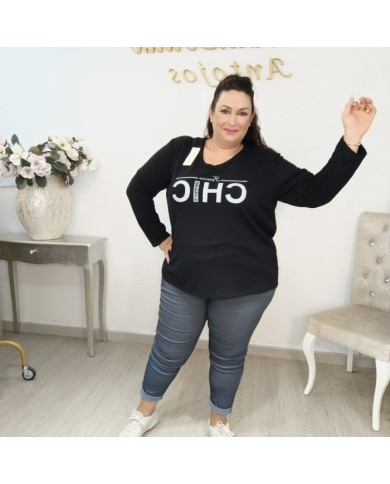 Camiseta CHIC Animal Print | Manga Larga Algodón | Talla Curvy Camiseta CHIC Animal Print | Manga Larga Algodón | Talla Curvy