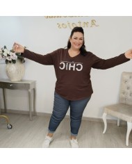 Camiseta CHIC Animal Print | Manga Larga Algodón | Talla Curvy