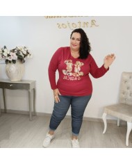 Camiseta Silueta Ratones Brillos | Manga Larga Talla Grande | Varios Colores