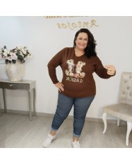 Camiseta Silueta Ratones Brillos | Manga Larga Talla Grande | Varios Colores