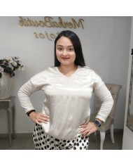 Camiseta Luz Satinada Escote V | Manga Larga Tallas Grandes | Colores