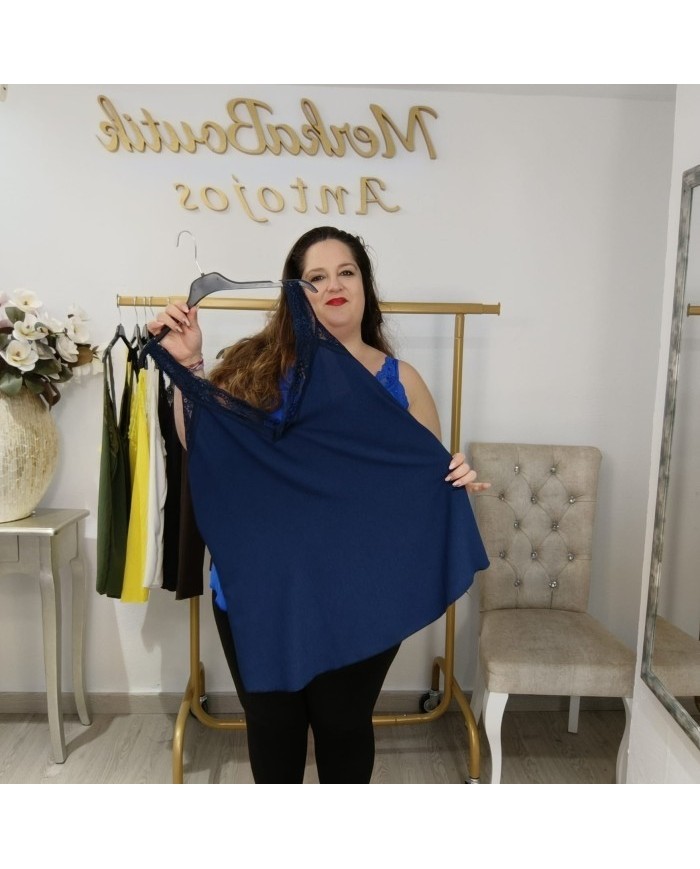 Lencera Crepé con Encaje - Top Maxi Elegante Otoño