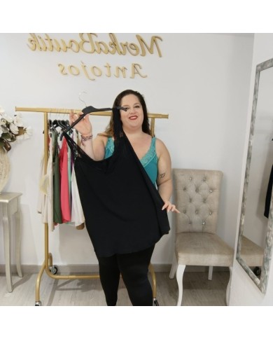 Lencera Crepé con Encaje - Top Maxi Elegante Otoño