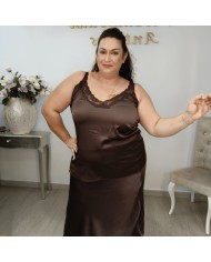 Lencera Satén Cristal con Encaje - Top Brillo Lujoso