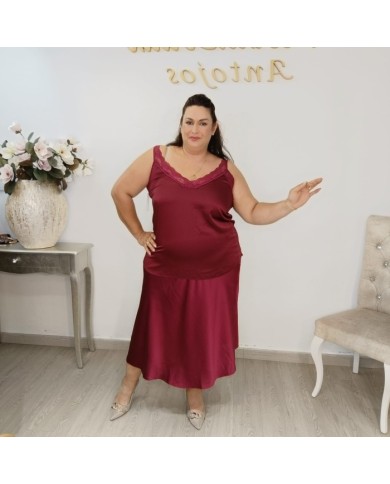 Lencera Satén Cristal con Encaje - Top Brillo Lujoso