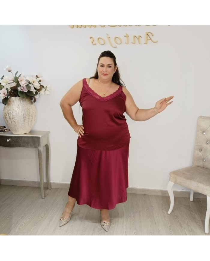 Lencera Satén Cristal con Encaje - Top Brillo Lujoso